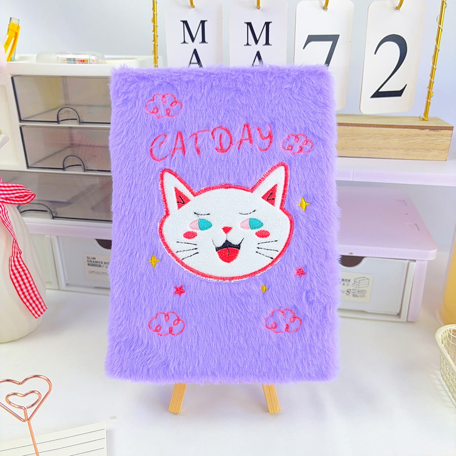 A5 cute cat day diary plush notebook